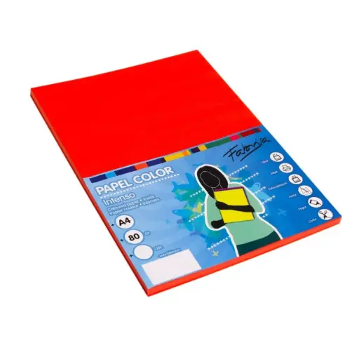 [001161] PAPEL A4 80G 100 HOJAS COLOR ROJO MEDIO