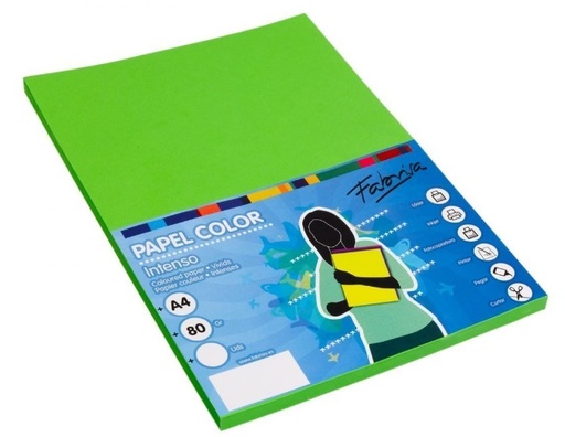 [001577] PAPEL A4 80G 100 HOJAS COLOR VERDE INTENSO