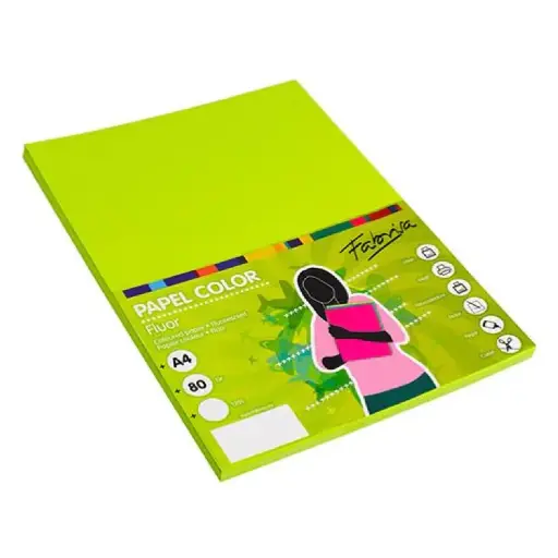 [002889] PAPEL A4 80G 100 HOJAS COLOR VERDE NEON