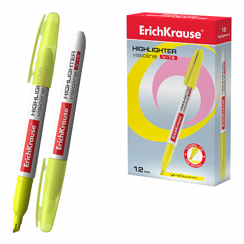 [081623] MARCADOR FLUORESCENTE ERICHKRAUSE AMARILLO V-15 PUNTA BISELADA 