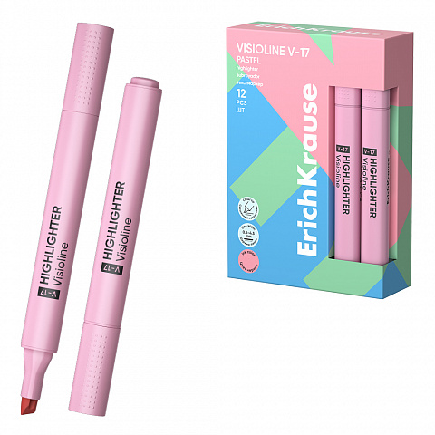 [081632] MARCADOR FLUORESCENTE ERICHKRAUSE ROSA PASTEL V-17 PUNTA BISELADA