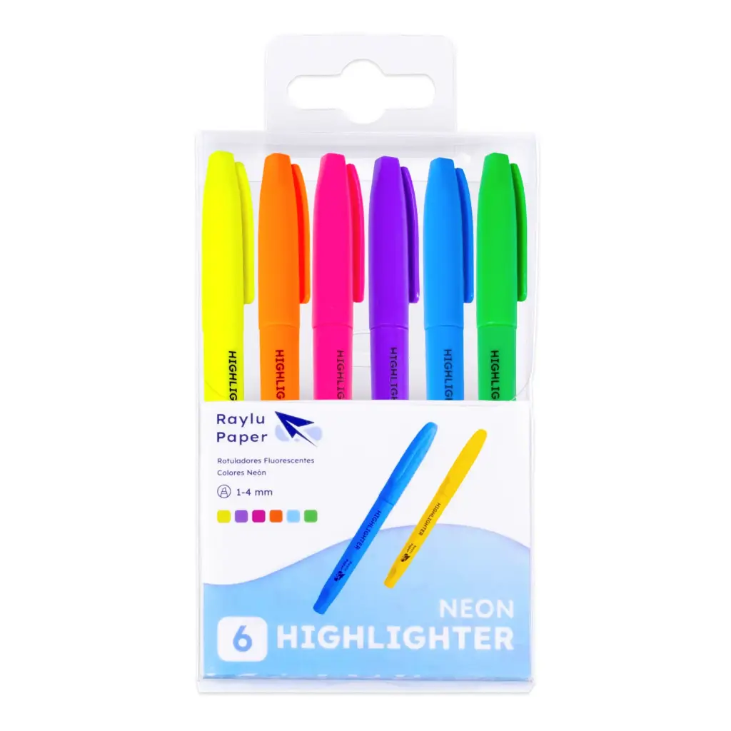 [081628] MARCADOR FLUORESCENTE RAYLU EASYFLOW BLÍSTER 6 NEON