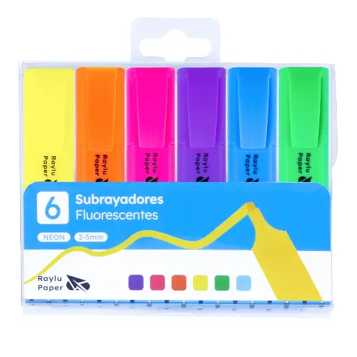 [081533] MARCADOR FLUORESCENTE RAYLU RAYLIGHT BLÍSTER 6 NEON
