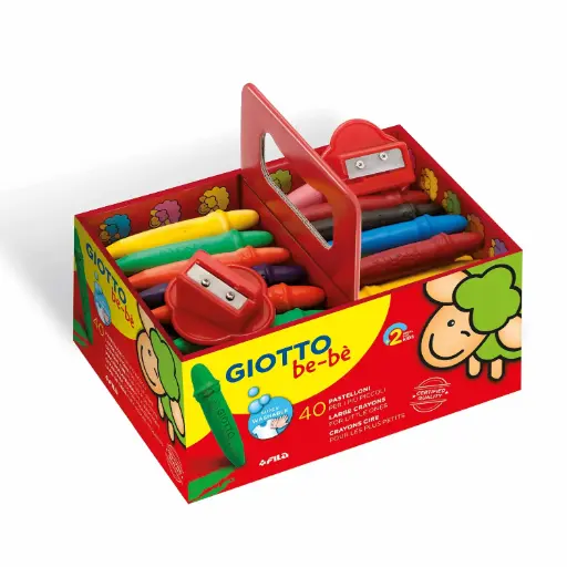 [649393] CERA BE-BÈ GIOTTO FILA 40 UNIDADES 8 COLORES + 2 AFILALÁPICES 