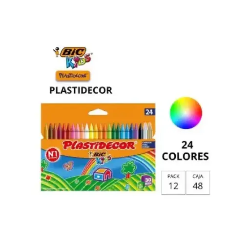 [630038] CERAS BIC PLASTIDECOR KIDS ESTUCHE 24 COLORES