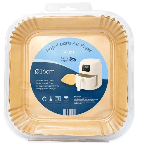 [825217] PAPEL FREIDORA DE AIRE RAYLU PAPER CUADRADO 16 CM 50 UDS
