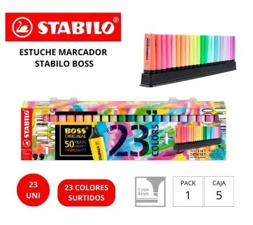 [081120] MARCADOR FLUORESCENTE STABILO ESTUCHE 23 UNIDADES SURTIDAS