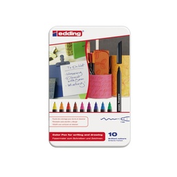Rotulador Edding Caja Metálica 10 Colores Surtidos