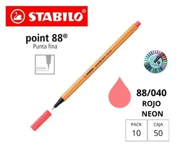 [119043] ROTULADOR STABILO POINT 88 ROJO NEON 