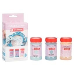 Pintura Art Creation Vintage Set 3x Azul Craquelé (2x100 Ml + 1x100 Ml Medio)