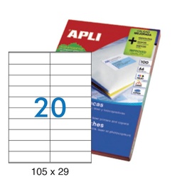 Apli Etiquetas Blancas Permanentes 105x29mm 100 Hojas