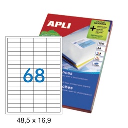 Apli Etiquetas Blancas Permanentes 48,5x16,9mm 100 Hojas