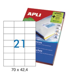 Apli Etiquetas Blancas Permanentes 70x42,4mm 100 Hojas