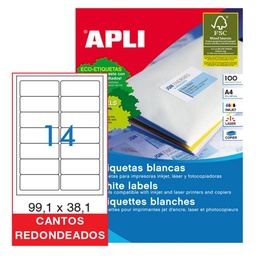 Apli Etiquetas Blancas Permanentes 99,1x38,1mm 100 Hojas