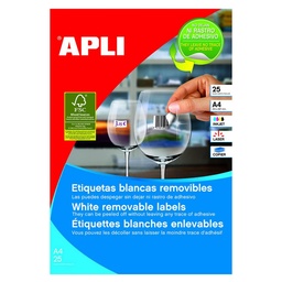 Apli Etiquetas Blancas Removibles 25,4x10mm 25 Hojas