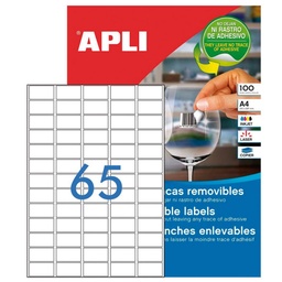 Apli Etiquetas Blancas Removibles 38,0x21,2mm 100 Hojas
