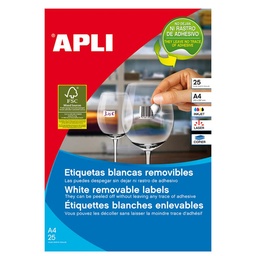 Apli Etiquetas Blancas Removibles Joyería 45x8mm  25 Hojas