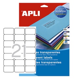 Apli Etiquetas Translúcidas Resistentes Intemperie 63,5x38,1mm 20 Hojas