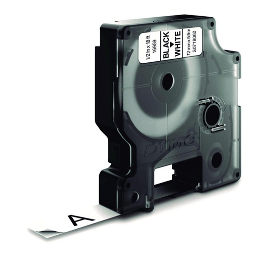 [249976] CINTA DYMO D1 POLIÉSTER PERMANENTE 12MM×5,5M NEGRO/BLANCO