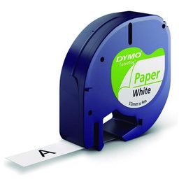 Cinta Dymo Letratag Papel 12mm×4 M Negro/Blanco