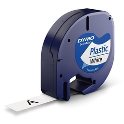 Cinta Dymo Letratag Plástico 12mm×4 M Negro/Blanco