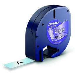 Cinta Dymo Letratag Plástico 12mm×4 M Negro/Transparente