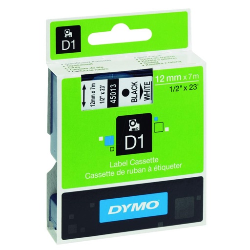 [220295] DYMO D1 S0720530 CINTA AUTOADHESIVA NEGRO SOBRE BLANCO 12MM×7M 