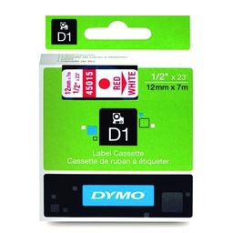 Dymo D1 S0720550 Cinta Autoadhesiva Rojo Sobre Blanco 12mm×7m