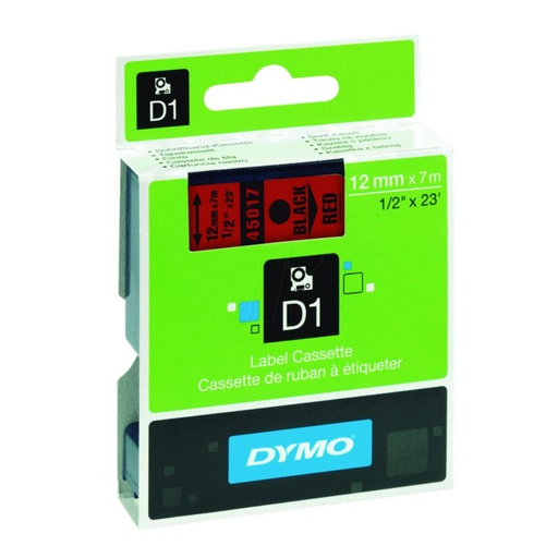 [220298] DYMO D1 S0720570 CINTA AUTOADHESIVA NEGRO SOBRE ROJO 12MM×7M 