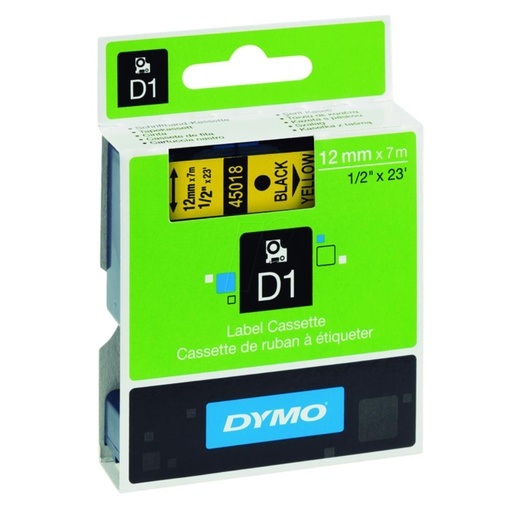 [220299] DYMO D1 S0720580 CINTA AUTOADHESIVA NEGRO SOBRE AMARILLO 12MM×7M 