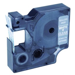 Dymo D1 S0720600 Cinta Autoadhesiva Blanco Sobre Transparente 12mm×7m