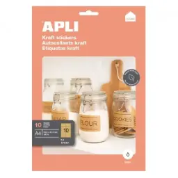 ETIQUETAS KRAFT ADHESIVAS OVALADAS 99,1x57MM PACK 100UDS