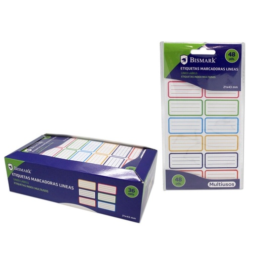 [630557] ETIQUETAS MARCADORAS LÍNEAS 21 X 43 MM 48 UNIDADES