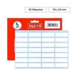 Ineta Etiquetas Autoadhesivas 34x53mm 5 Hojas
