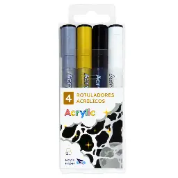 Rotulador Raylu Acrílico Estuche 4 Colores Metal 1