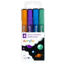 Rotulador Raylu Acrílico Estuche 4 Colores Metal 2