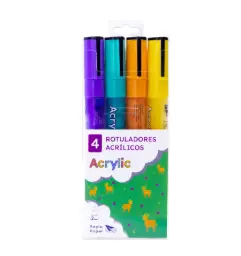 Rotulador Raylu Acrílico Estuche 4 Colores Neón