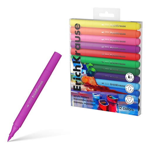 [825316] ROTULADORES ACRÍLICOS PUNTA PINCEL ERICHKRAUSE ART SPIRIT 12 COLORES