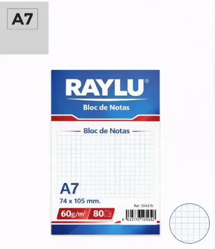 [001118] BLOC NOTAS MICROPERFORADO A7 60 GRAMOS 80 HOJAS CUADRO 4MM