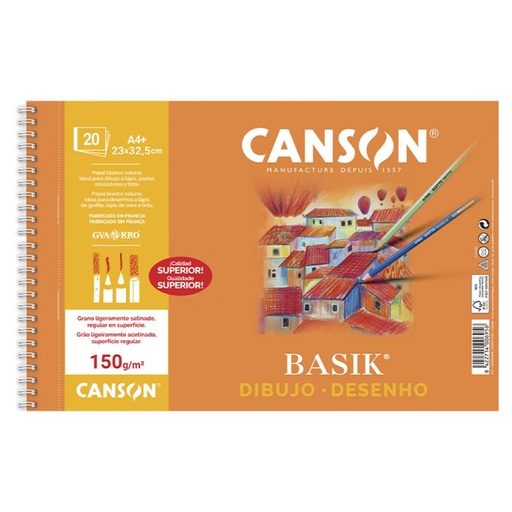[619942] BLOC DIBUJO  BASIK GUARRO A4+ LISO ENCOLADO 150G 15 HOJAS
