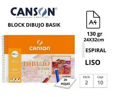 [600064] BLOC DIBUJO BASIK GUARRO A4+ ESPIRAL 130 G/M² 20 HOJAS CON RECUADRO