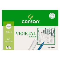 Bloc Encolado Papel Vegetal Canson A3+ 50 Hojas 95 G/M²