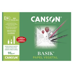 Bloc Encolado Papel Vegetal Canson A4 50 Hojas 95 G/M²