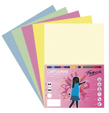 [497004] CARTULINAS DE COLORES PASTEL SURTIDOS DE TAMAÑO A4 - PACK 250 HOJAS 180 GR