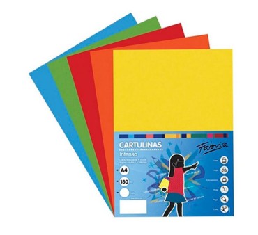 [497005] CARTULINAS DE COLORES VIVOS SURTIDOS DE TAMAÑO A4 - PACK 250 HOJAS 180 GR