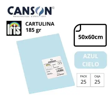 [649929] CARTULINA CANSON IRIS  50×65CM 185 GRAMOS AZUL CIELO