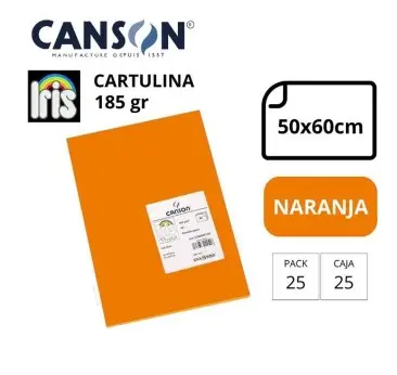 [649935] CARTULINA CANSON IRIS  50×65CM 185 GRAMOS NARANJA 