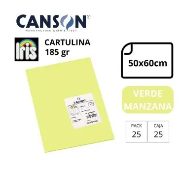 [649925] CARTULINA CANSON IRIS  50×65CM 185 GRAMOS VERDE MANZANA