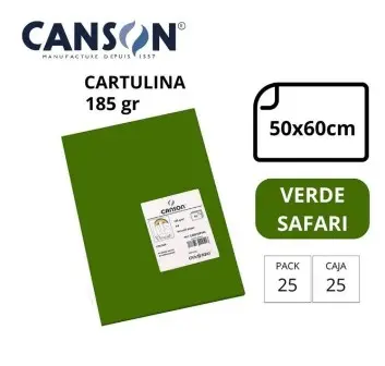 [649214] CARTULINA CANSON IRIS  50×65CM 185 GRAMOS VERDE SAFARI