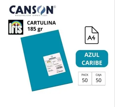 [901934] CARTULINA CANSON IRIS A4 185 GRAMOS AZUL CARIBE